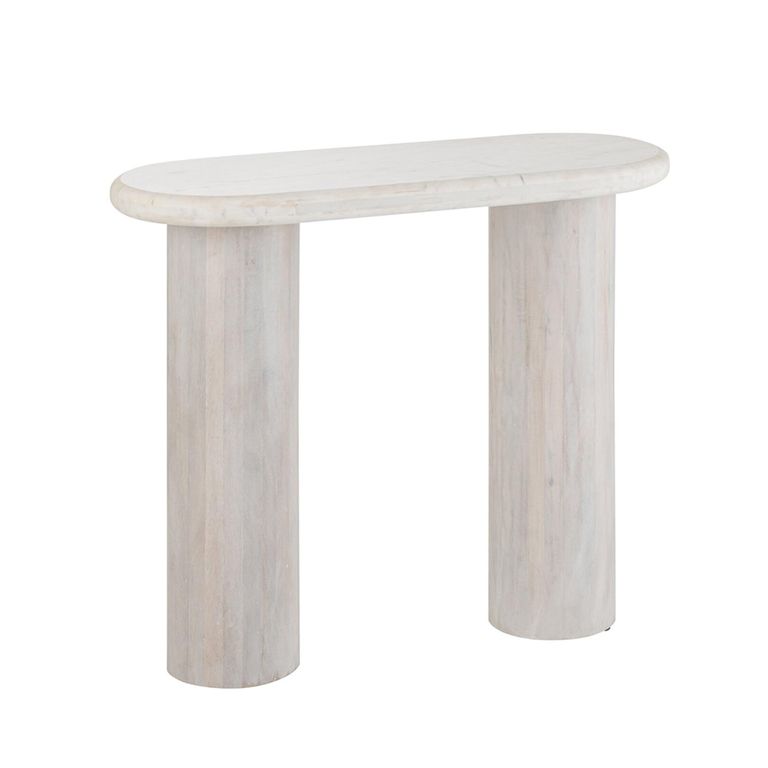 Curved Console Table - Oval - Off White - Marble