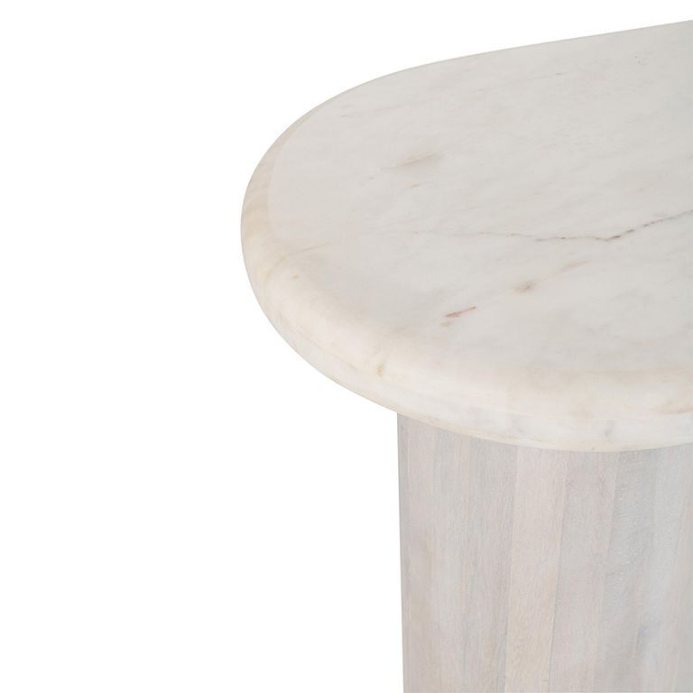 Curved Console Table - Oval - Off White - Marble