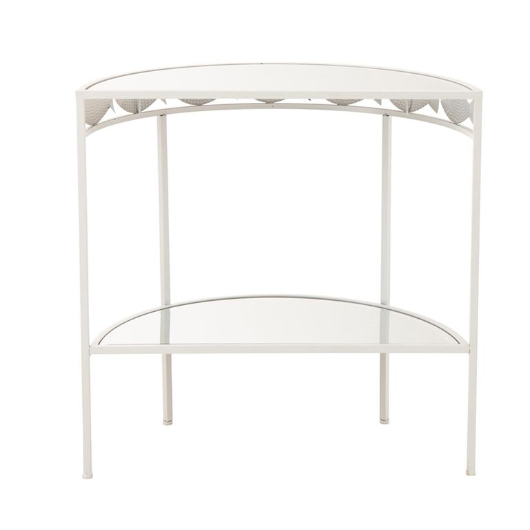 Fish Console Table - Half Moon - Light Blue and White - Glass and Metal
