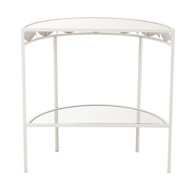 Fish Console Table - Half Moon - White - Glass and Metal
