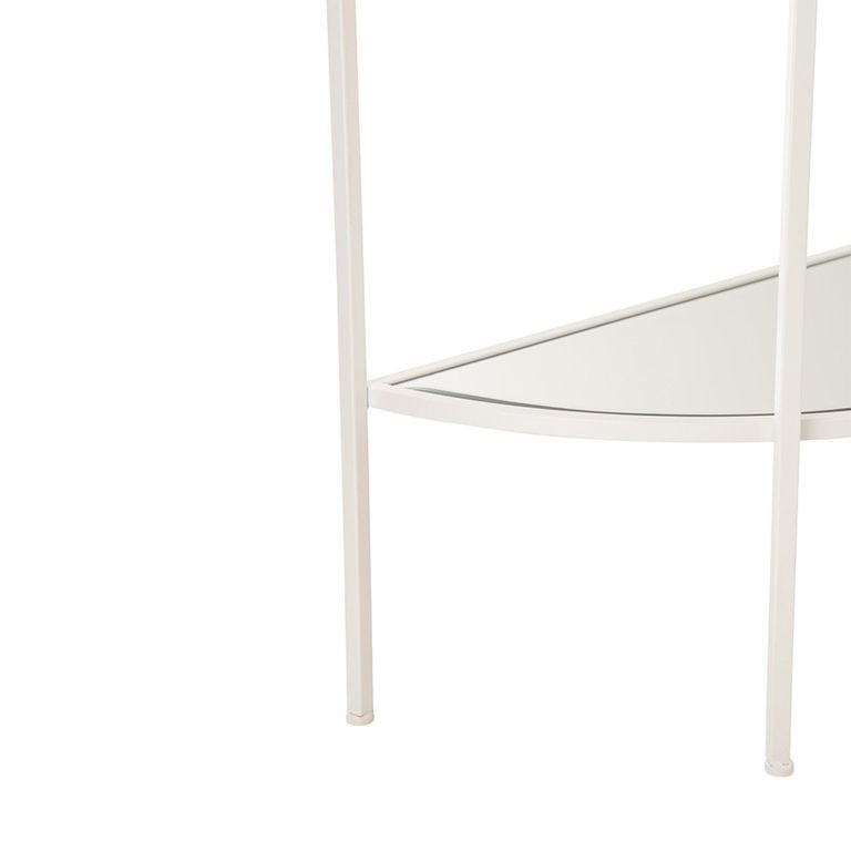 Fish Console Table - Half Moon - White - Glass and Metal