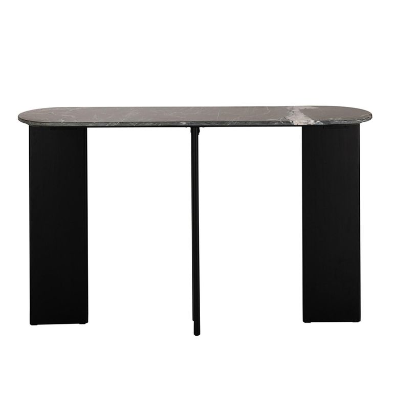 Mathilde Console Table - Oval - Panel Base - Black - Marble Top
