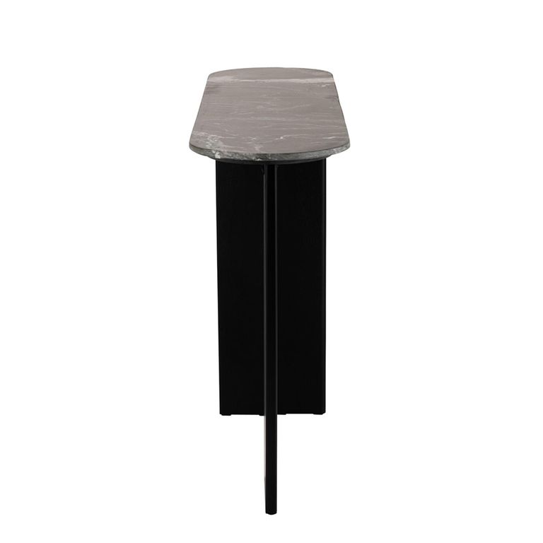 Mathilde Console Table - Oval - Panel Base - Black - Marble Top