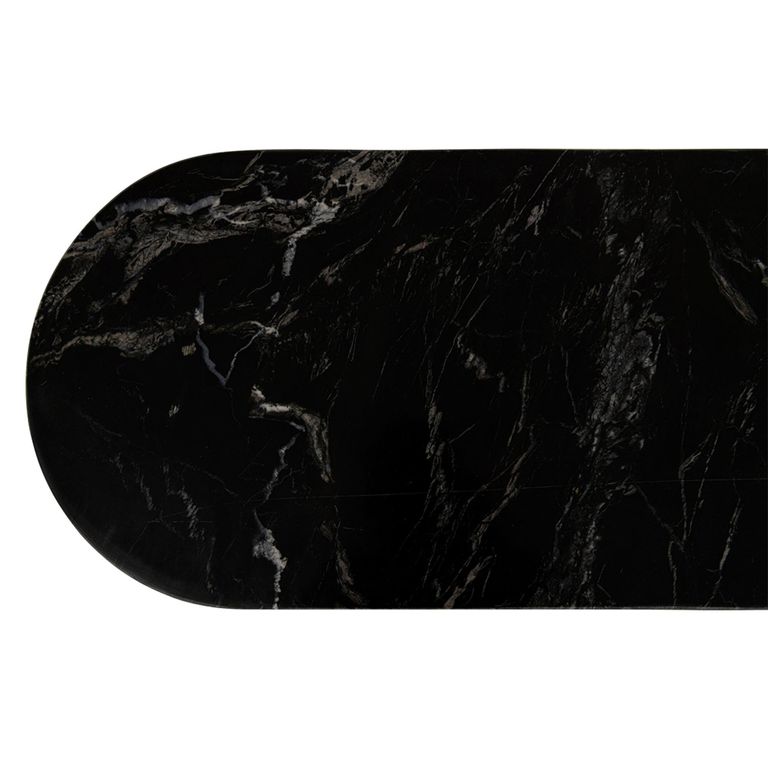 Mathilde Console Table - Oval - Panel Base - Black - Marble Top