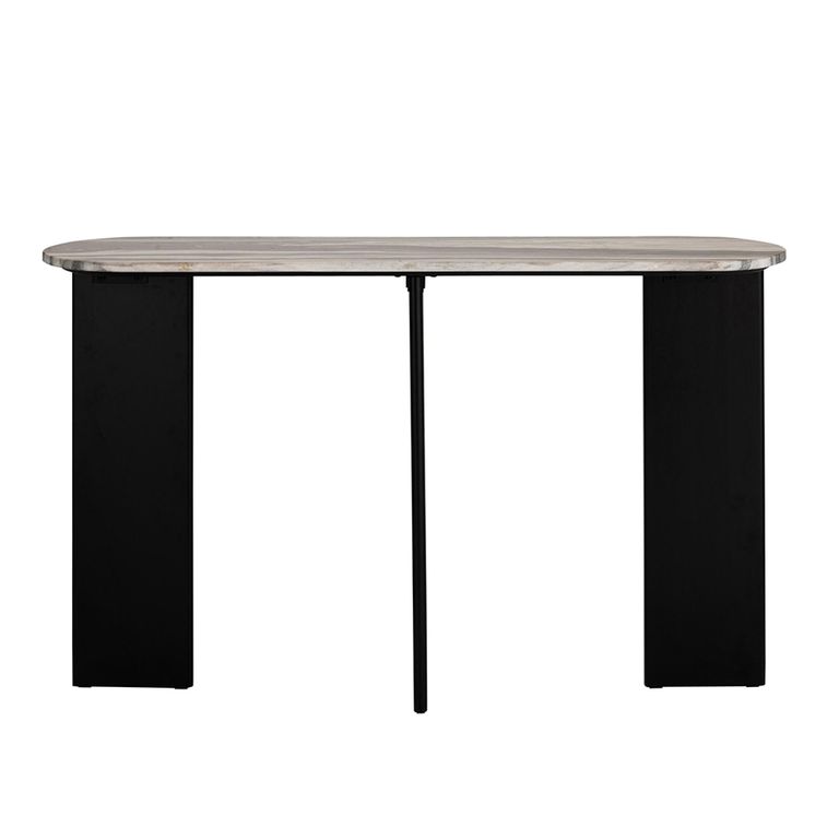 Mathilde Console Table - Oval - Panel Base - Black and Grey - Marble Top