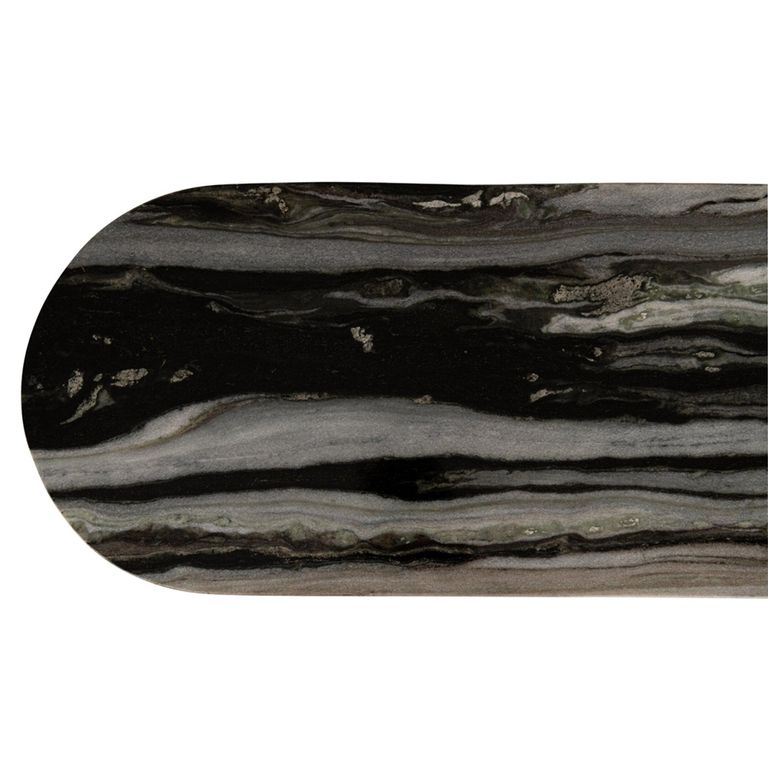 Mathilde Console Table - Oval - Panel Base - Black and Grey - Marble Top