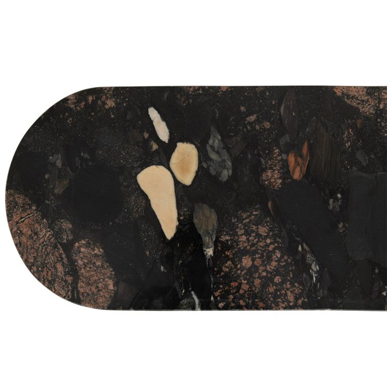Mathilde Console Table - Oval - Panel Base - Black and Peach - Marble Top