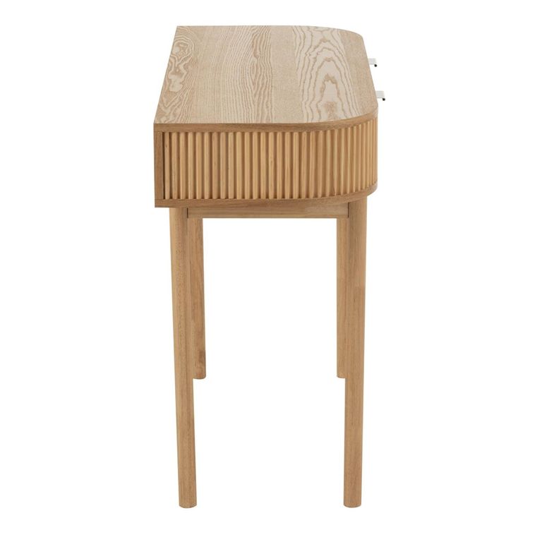 Curved Console Table - 2 Drawer - Fluted - Natural - Pine Wood