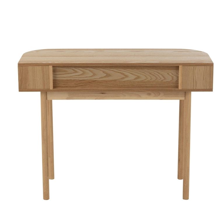 Curved Console Table - 2 Drawer - Fluted - Natural - Pine Wood