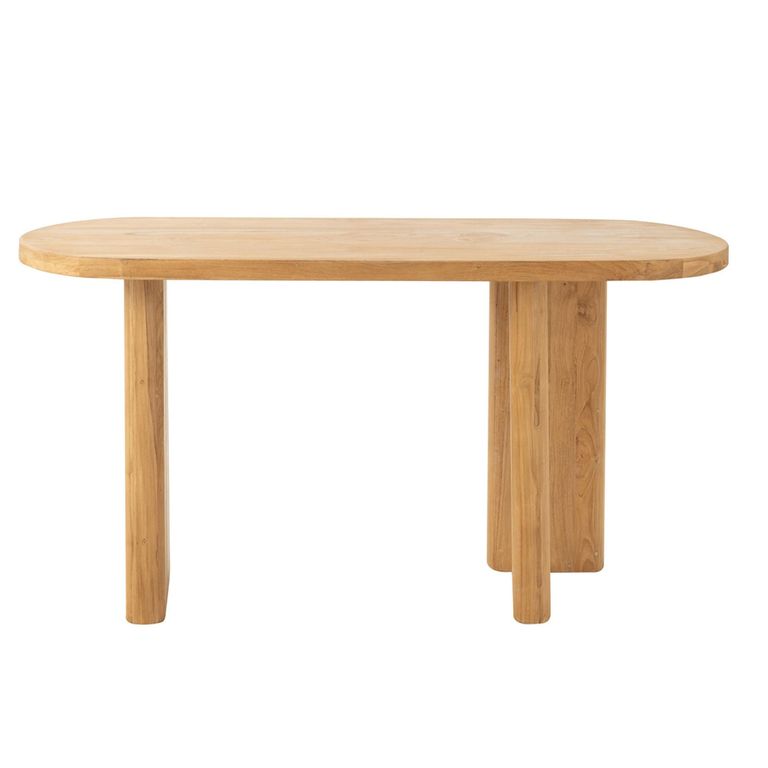 Curved Console Table - Oval - Natural - Teak Wood