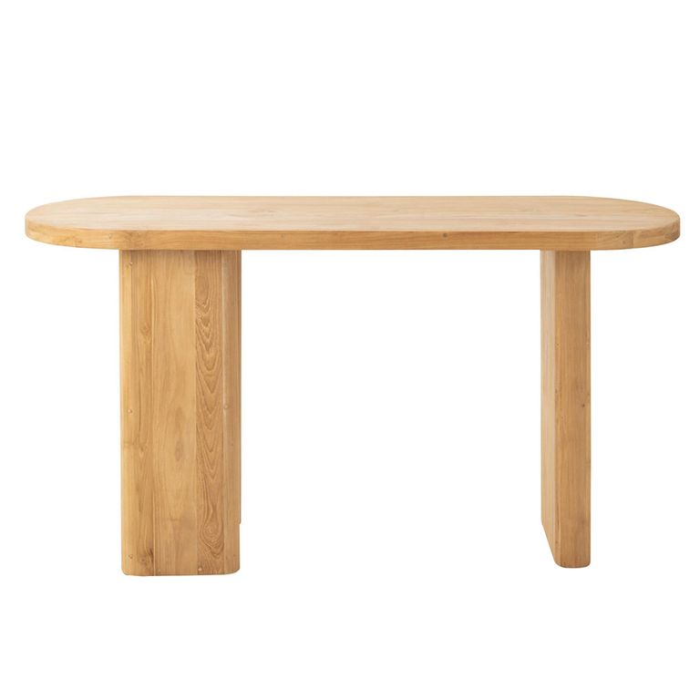 Curved Console Table - Oval - Natural - Teak Wood