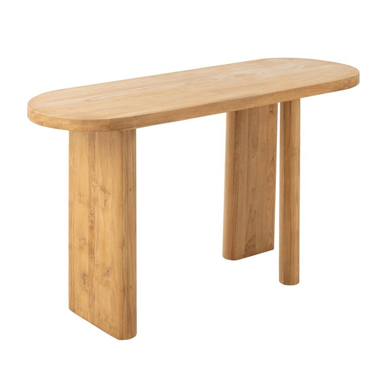 Curved Console Table - Oval - Natural - Teak Wood