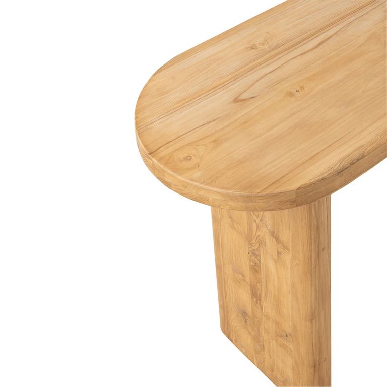 Curved Console Table - Oval - Natural - Teak Wood