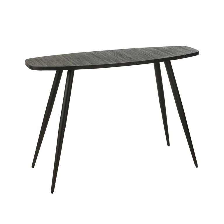 Curved Console Table - Oval - Tapered Legs - Black - Recycle Teak Wood