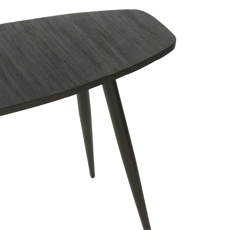 Curved Console Table - Oval - Tapered Legs - Black - Recycle Teak Wood