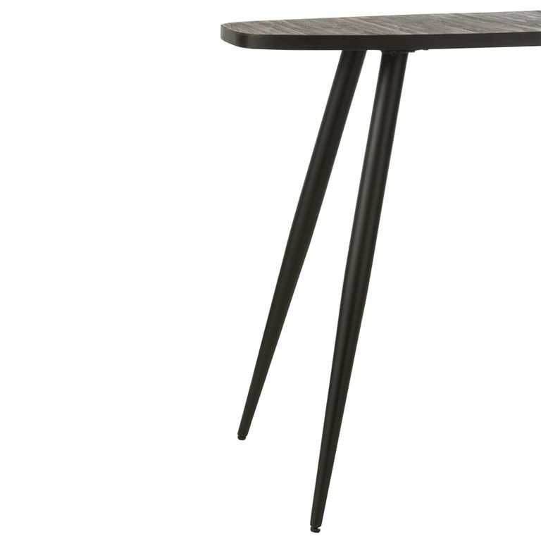 Curved Console Table - Oval - Tapered Legs - Black - Recycle Teak Wood