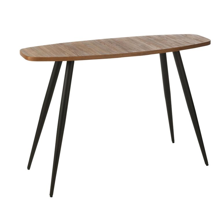 Curved Console Table - Oval - Tapered Legs - Natural and Black - Recycle Teak Wood