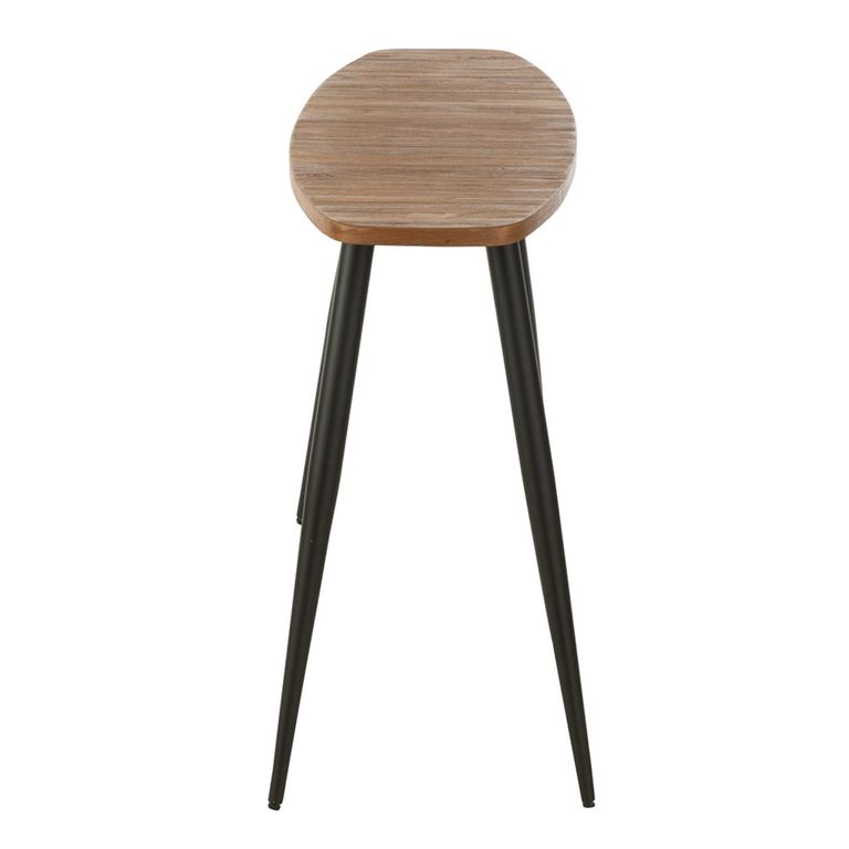 Curved Console Table - Oval - Tapered Legs - Natural and Black - Recycle Teak Wood