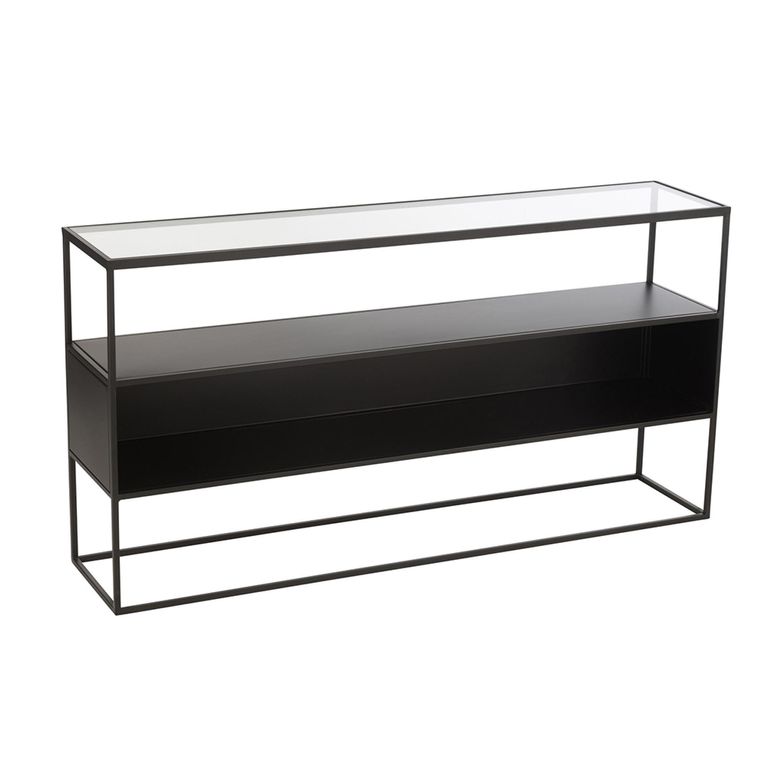 Industrial Console Table - Black - Glass and Metal