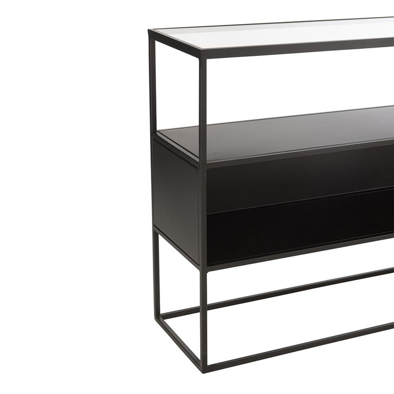 Industrial Console Table - Black - Glass and Metal