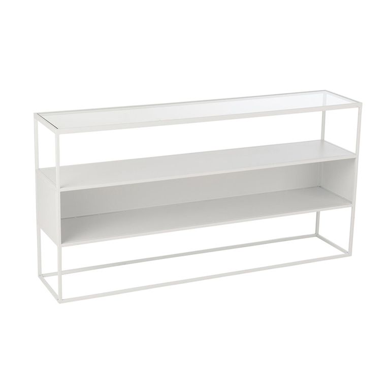 Industrial Console Table - White - Glass and Metal