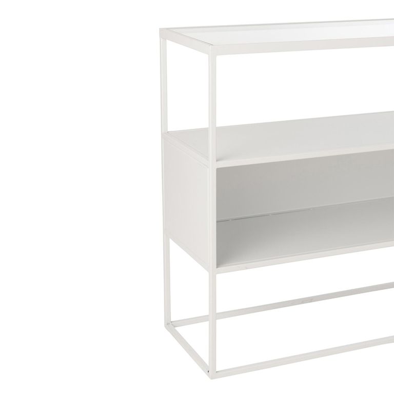 Industrial Console Table - White - Glass and Metal