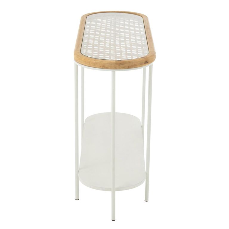 Mati Curved Console Table - Oval - Natural and White - Fir Wood and Metal
