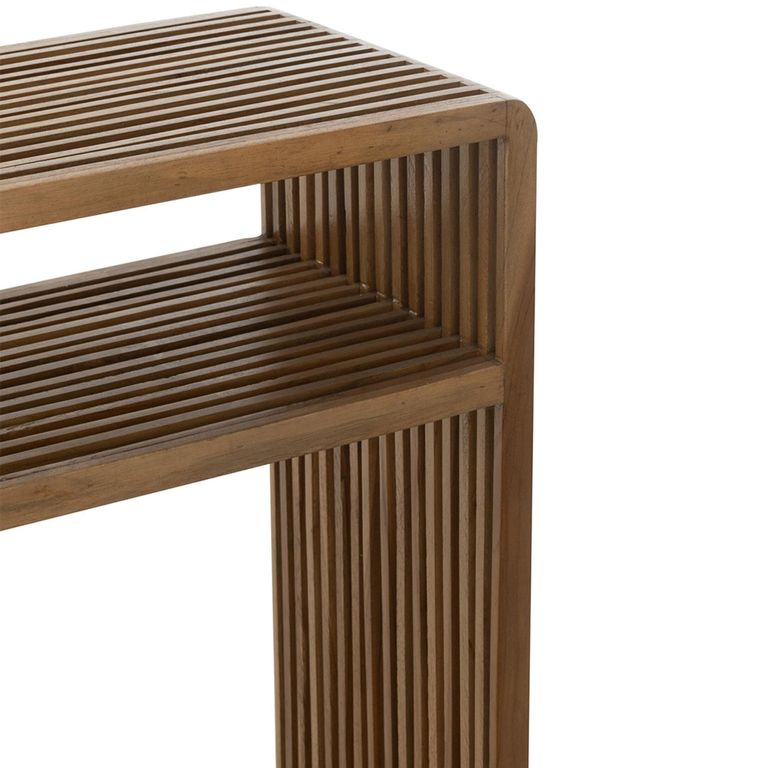 Slatted Console Table - 2 Tier - Natural - Recycle Teak Wood