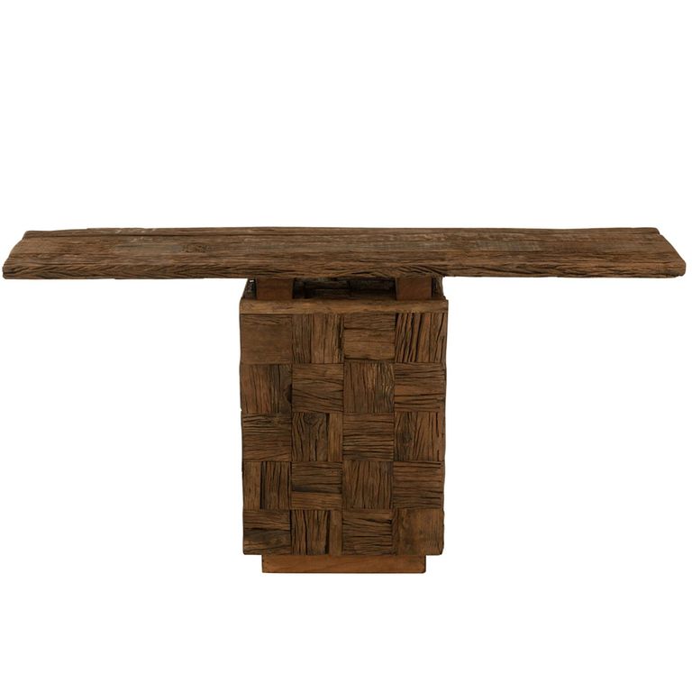 Woody Console Table - Pedestal Base - Natural - Wooden