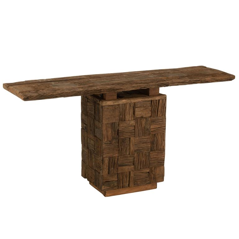 Woody Console Table - Pedestal Base - Natural - Wooden