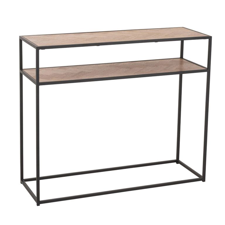 Zigzag Console Table - Natural and Black - Wood and Metal