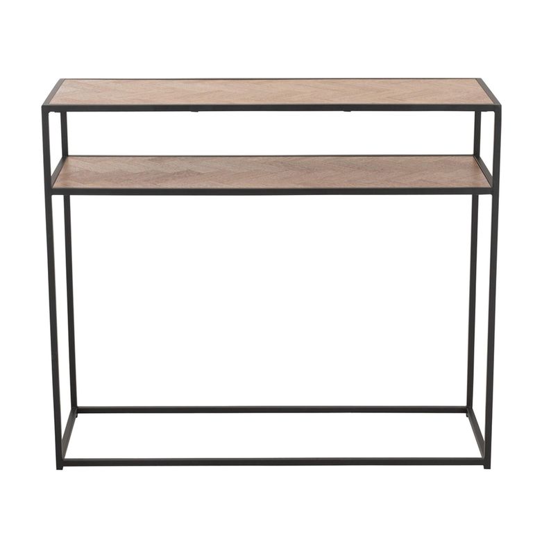 Zigzag Console Table - Natural and Black - Wood and Metal