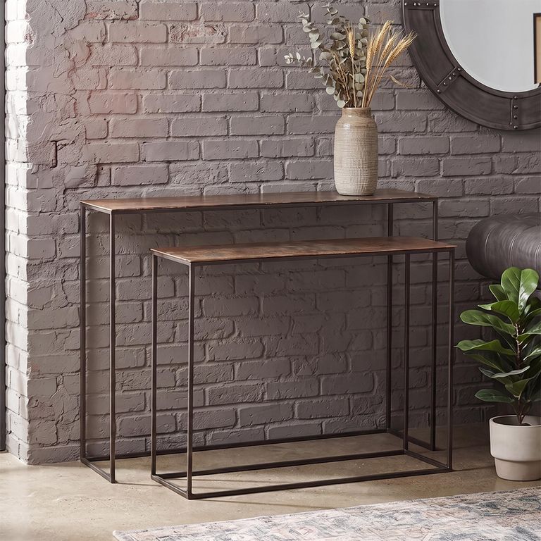 Industrial Console Table - 2 Tier - Black - Aluminium