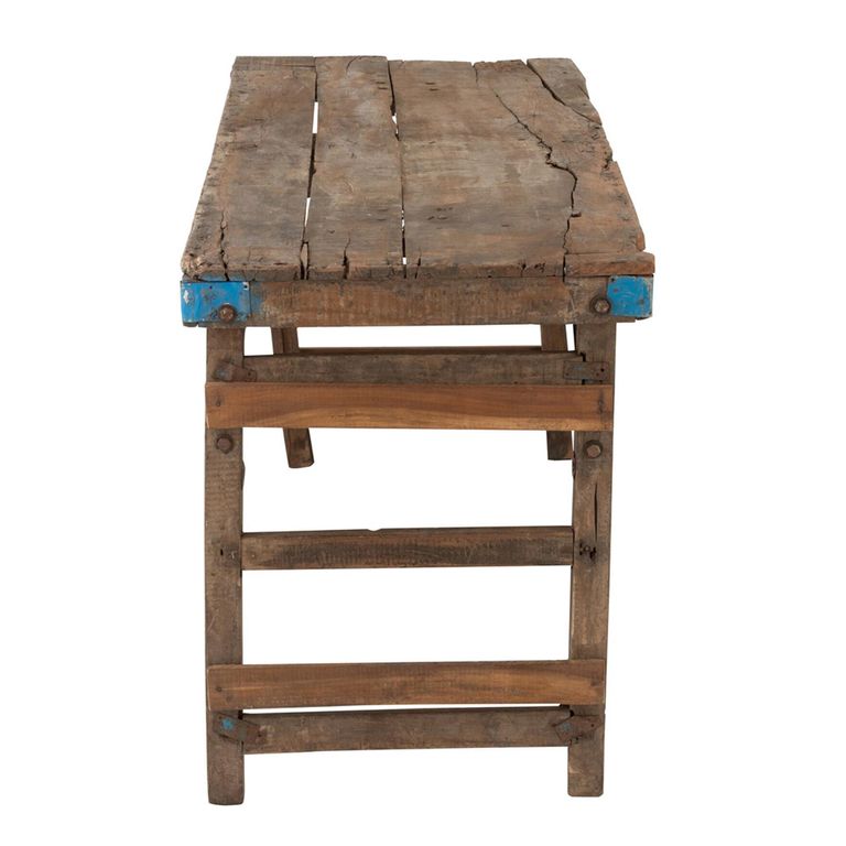 Aged Distressed Console Table - Brown - Recycled Wood