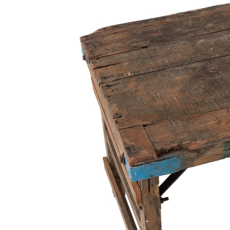 Aged Distressed Console Table - Brown - Recycled Wood