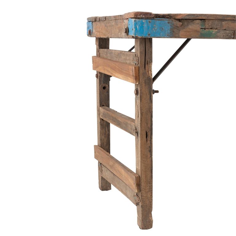 Aged Distressed Console Table - Brown - Recycled Wood