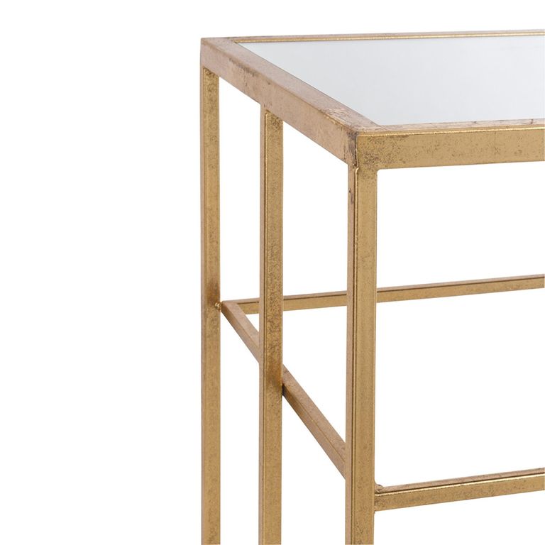 Bars Console Table - Geometric Grid Pattern - Gold - Glass and Metal