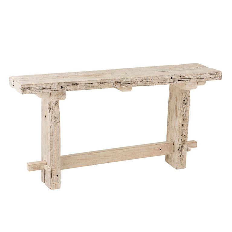 Brut Distressed Console Table - Whitewash - Recycled Wood