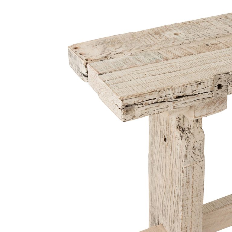 Brut Distressed Console Table - Whitewash - Recycled Wood