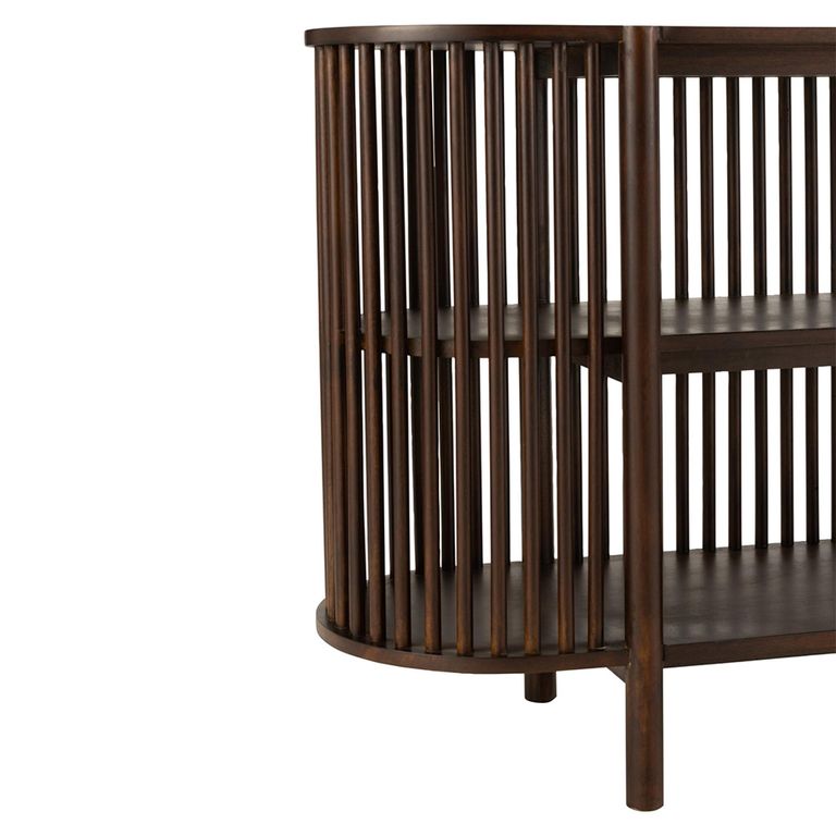 Conie Curved Console Sideboard - Oval - Slatted - Dark Brown - Mango Wood