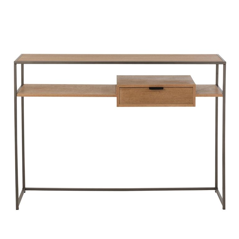 Console Table - 1 Drawer - Natural and Black - Wood and Metal