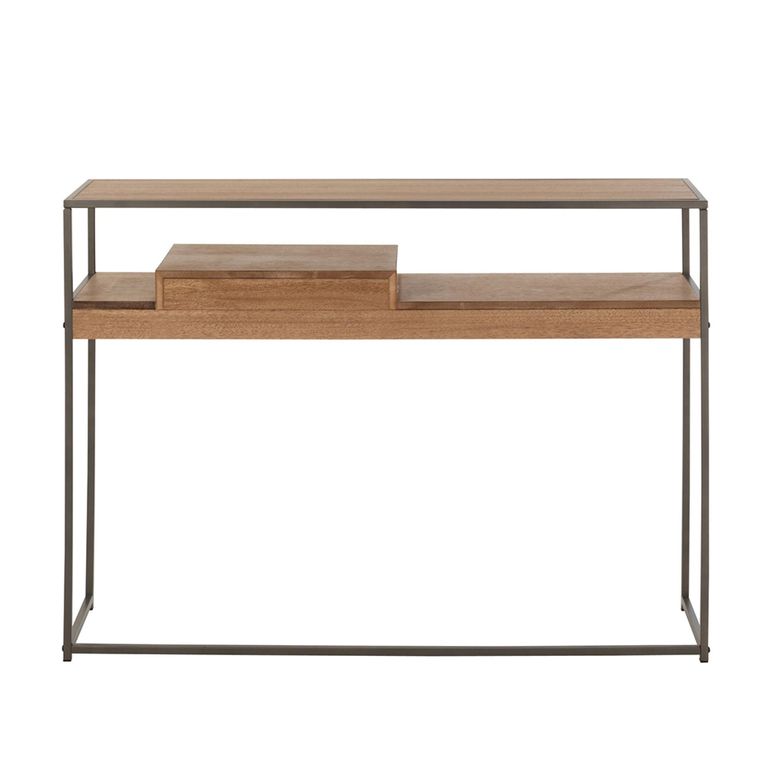 Console Table - 1 Drawer - Natural and Black - Wood and Metal