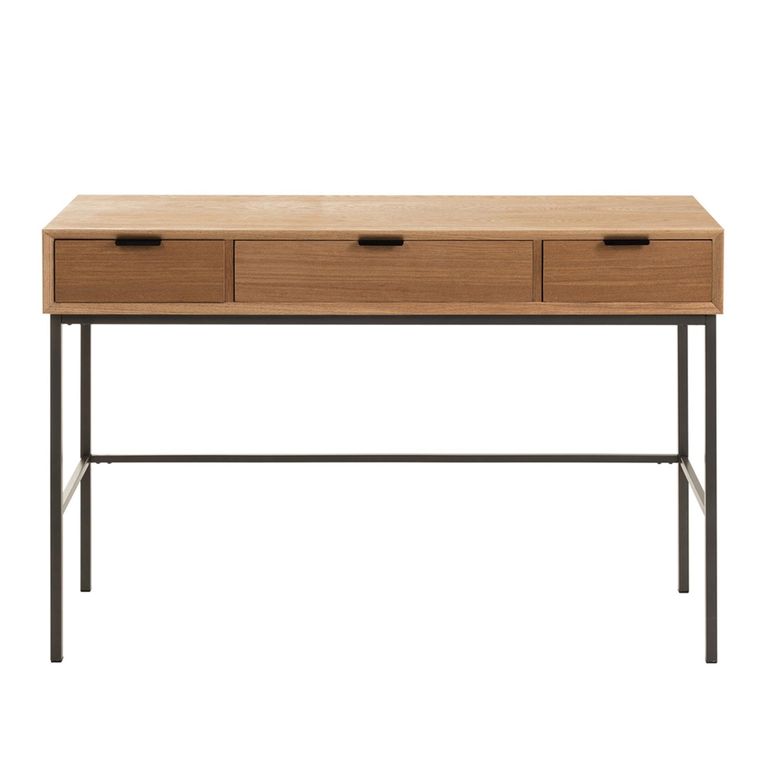 Console Table - 3 Drawer - Natural and Black - Wood and Metal