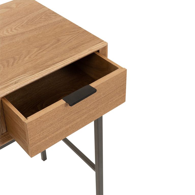 Console Table - 3 Drawer - Natural and Black - Wood and Metal