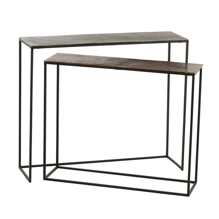 Industrial Console Table - 2 Tier - Black - Aluminium
