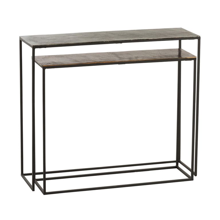 Industrial Console Table - 2 Tier - Black - Aluminium