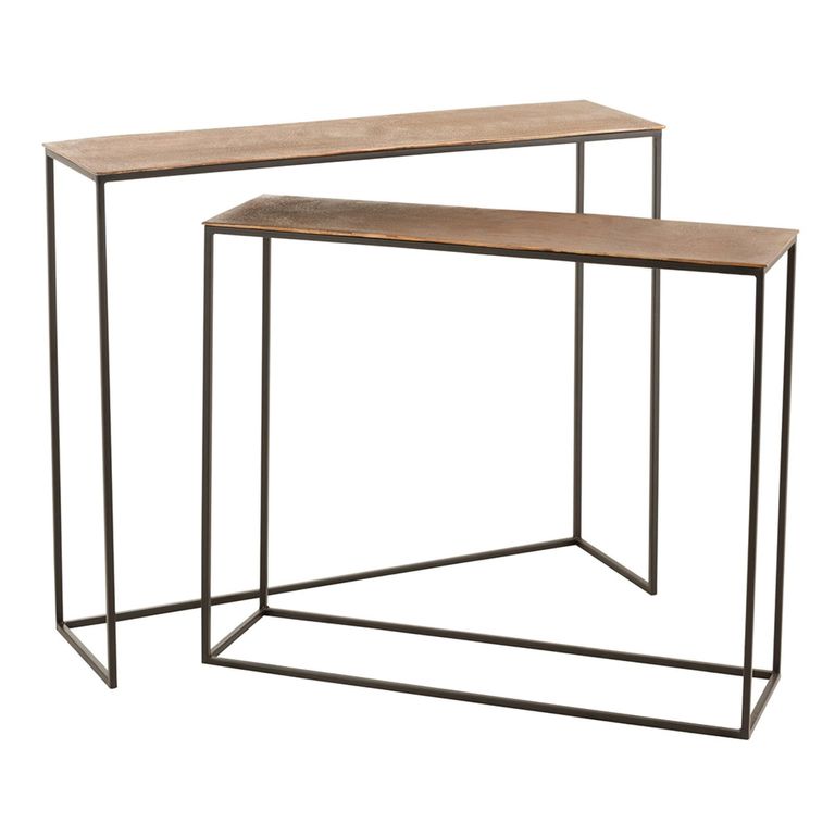 Industrial Console Table - 2 Tier - Rust and Black - Aluminium