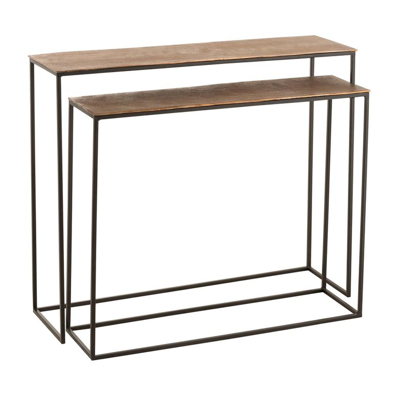 Industrial Console Table - 2 Tier - Rust and Black - Aluminium