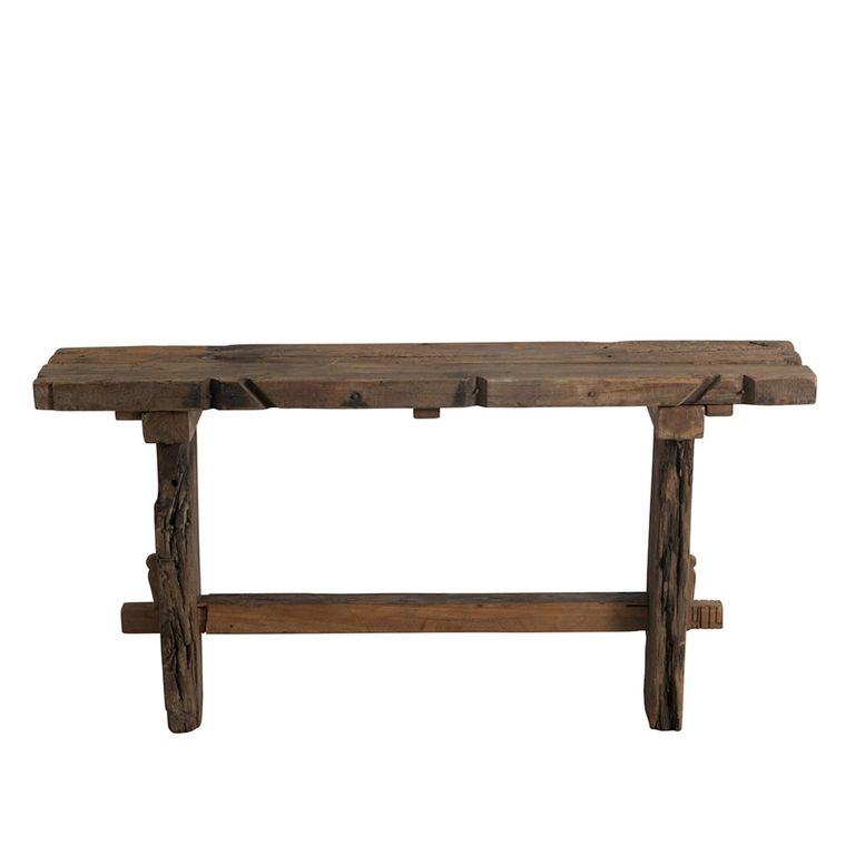 Rough Console Table - Trestle Frame - Brown - Recycled Wood