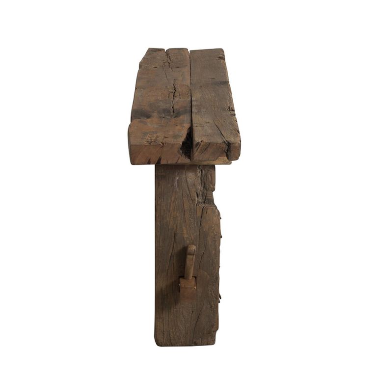 Rough Console Table - Trestle Frame - Brown - Recycled Wood